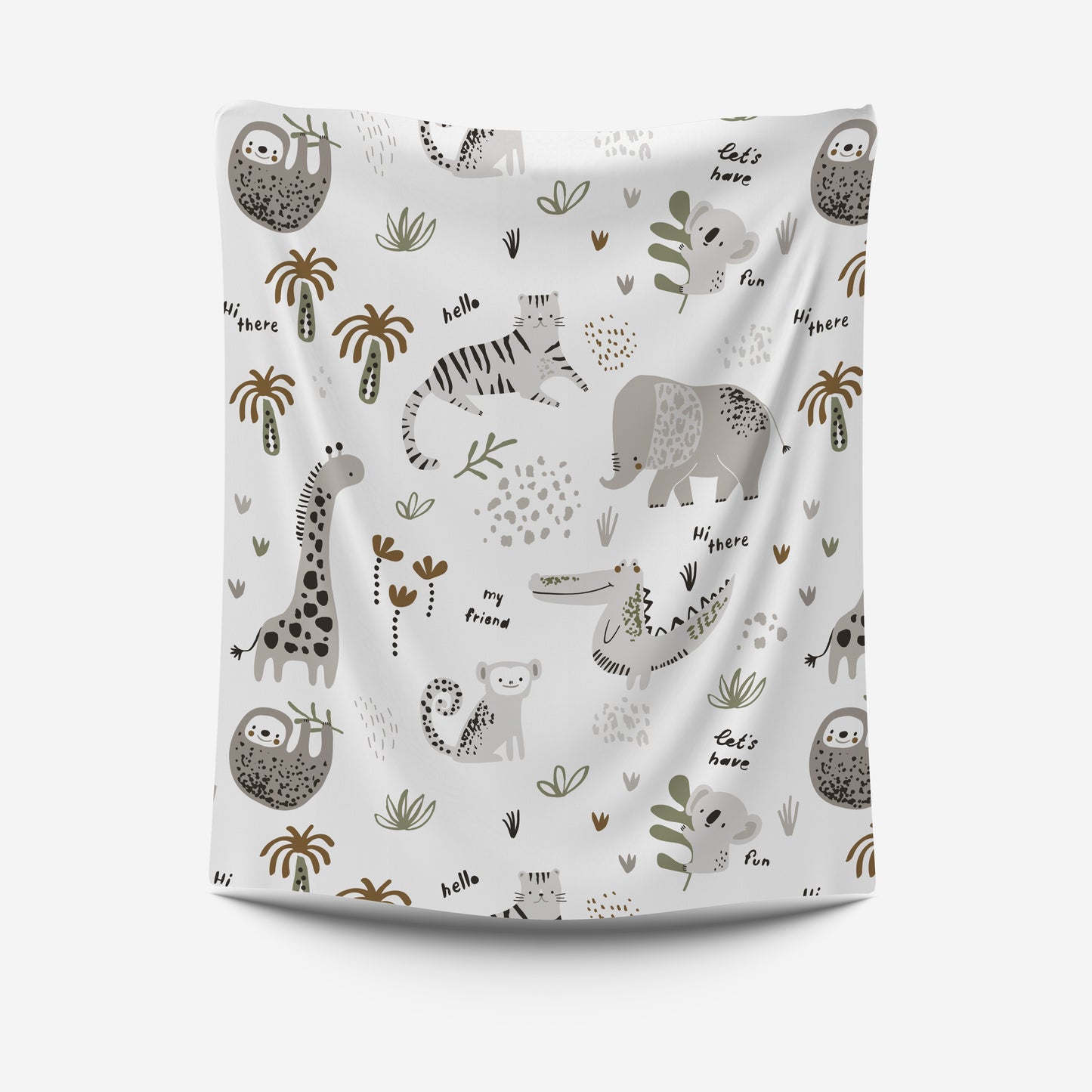 Jungle Boho White Fleece Blanket image 0
