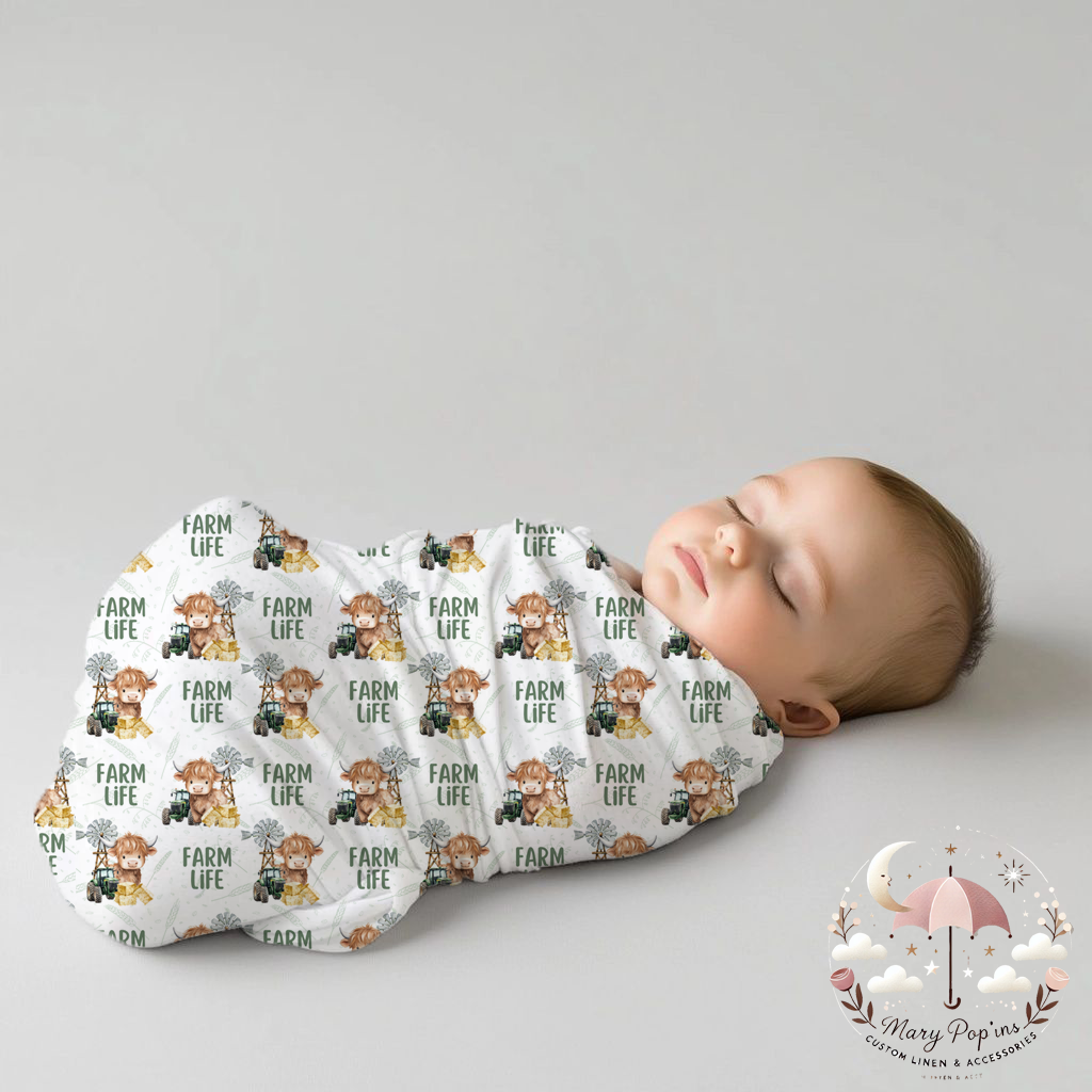 Highlands Cow Green Collection Swaddle Set image 2