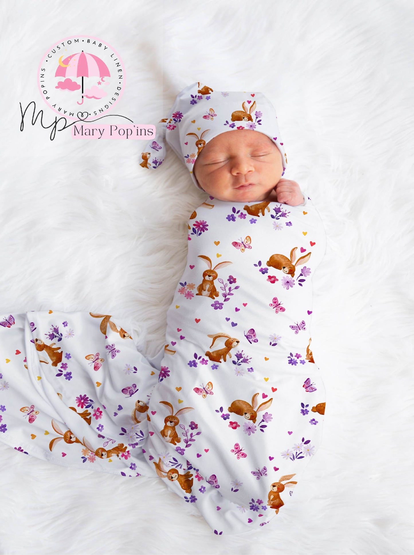 Lavender butterfly Bunny Swaddle image 0