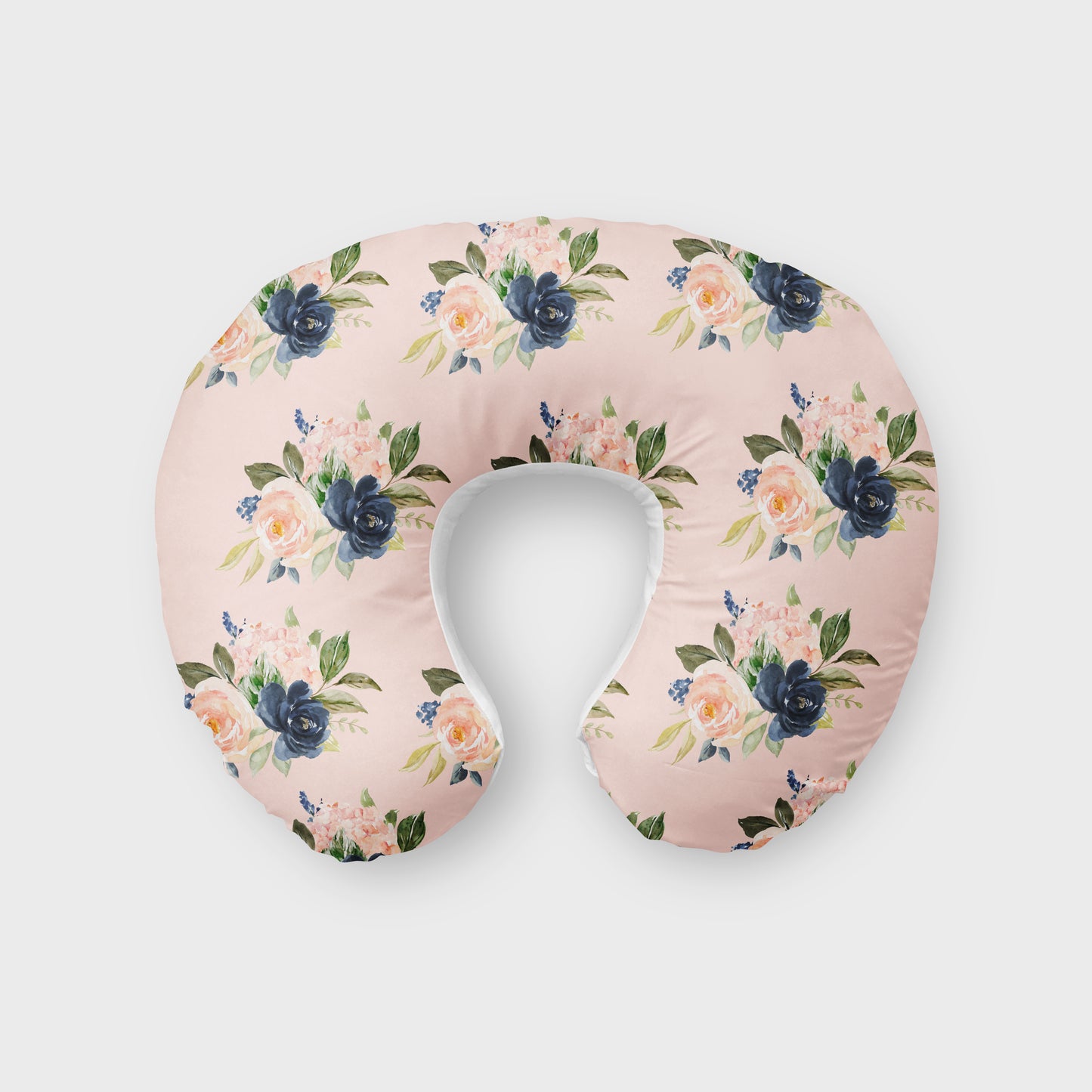 Blush and Navy Floral Boppy Pillow image 0