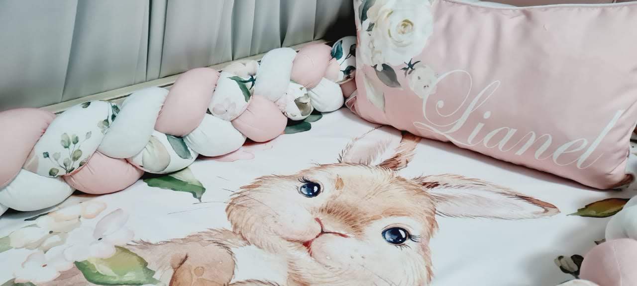 Floral Bunny Bedding and Pillows 