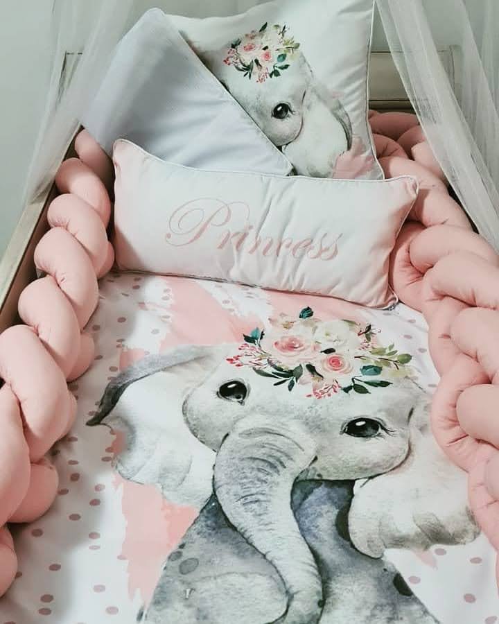 Peach Elephant baby bedding 