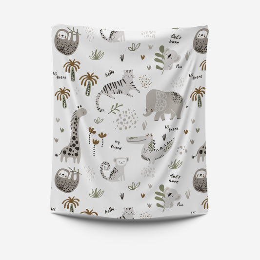 Jungle Boho White Fleece Blanket image 0
