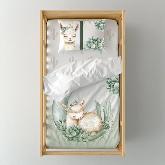 Neutral Succulents Llama Cot Duvet Cover image 0