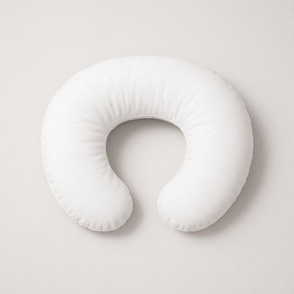 White U-shaped feeding pillow on a light gray background