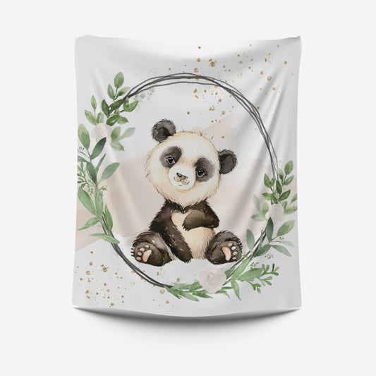 Panda Eucalyptus Rose Fleece Blanket image 0