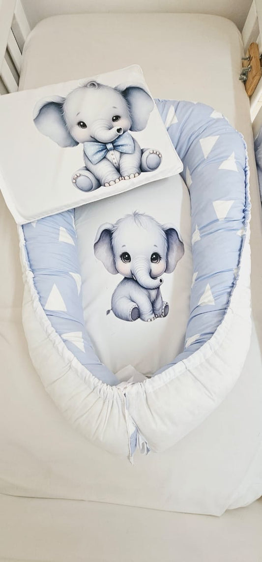 Elephant Blue Bow Baby Nest