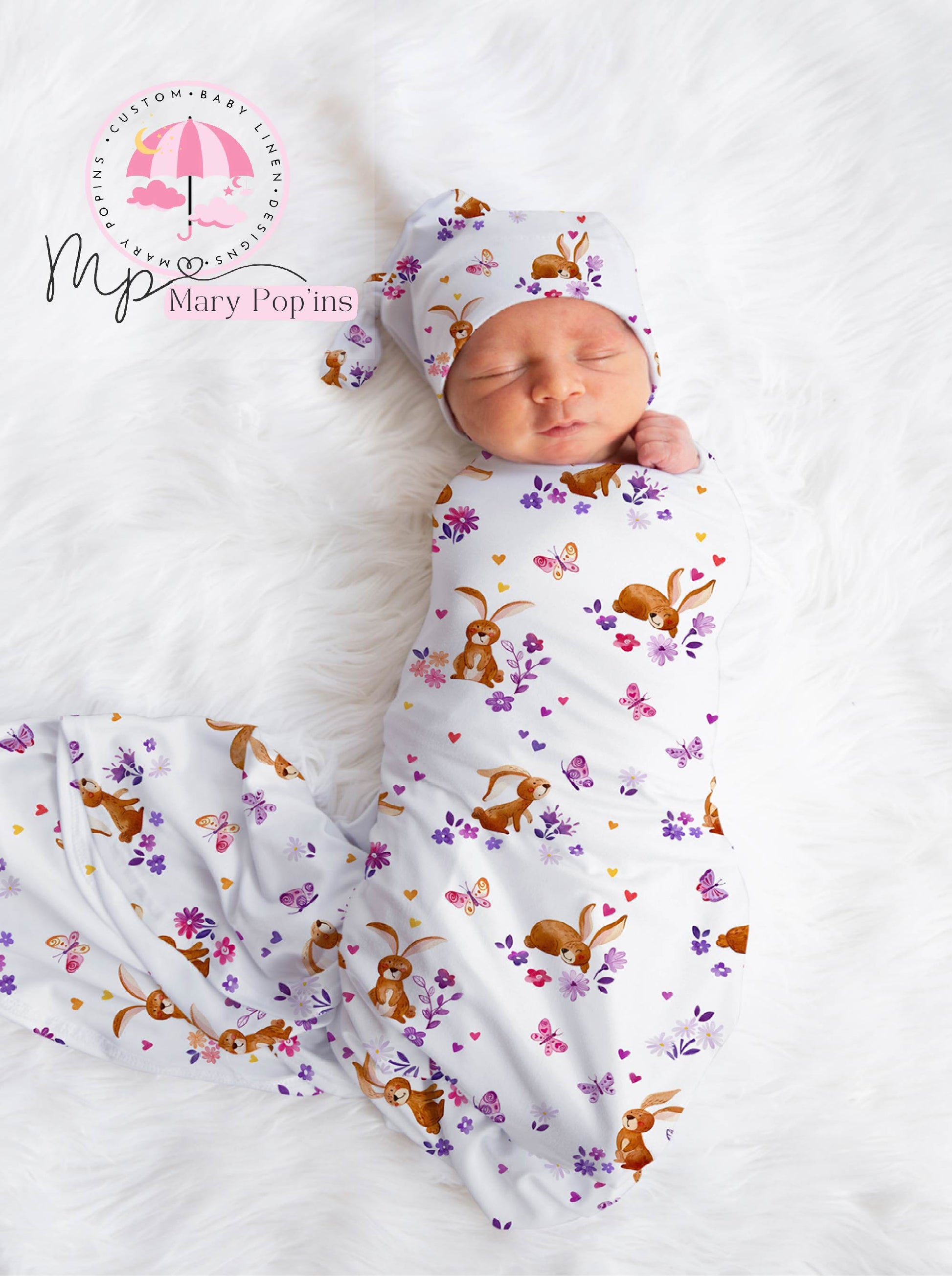 Lavender butterfly Bunny  Swaddle image 0