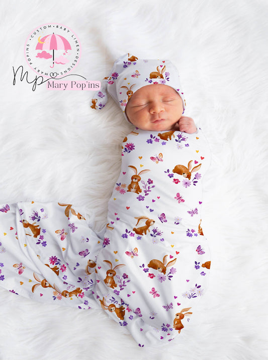 Lavender butterfly Bunny  Swaddle image 0