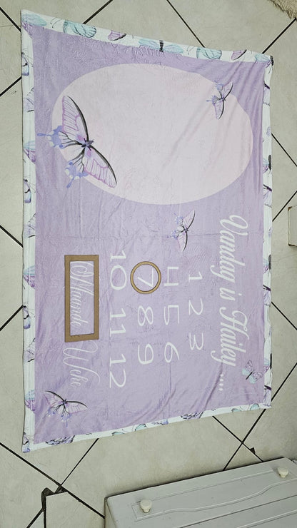 Lavender Butterfly Milestone Blanket