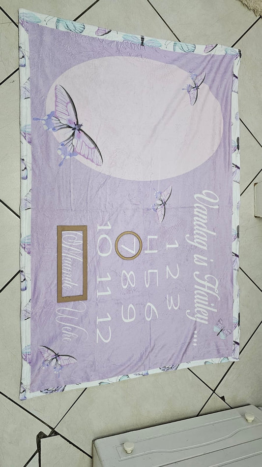 Lavender Butterfly Milestone Blanket