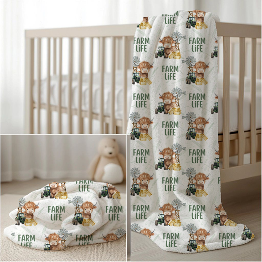 Highlands Cow Green Collection Fleece Blanket image 0