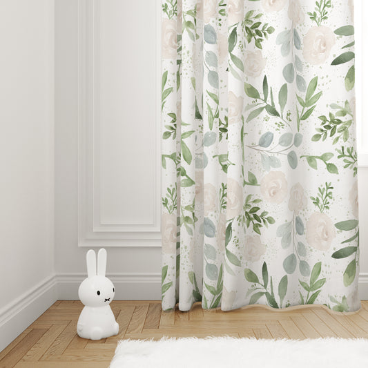 Panda Eucalyptus Rose Curtains image 0