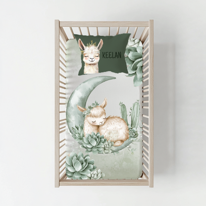 Neutral Succulents Llama Cot Duvet Cover image 1