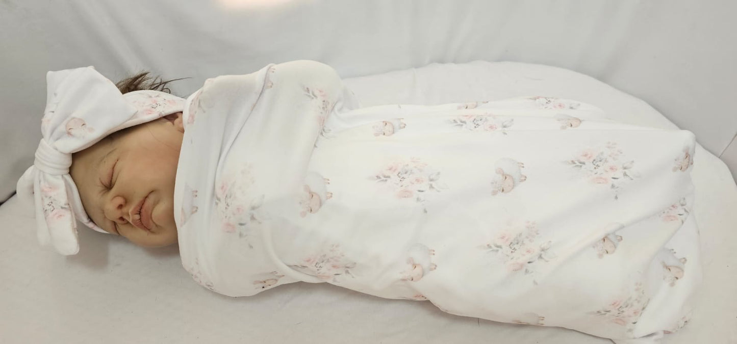 Pink Sleepy Sheep Swaddle Set
