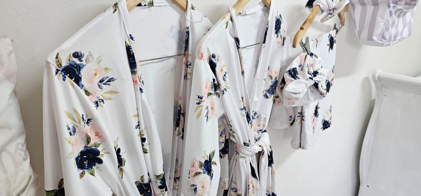 Blush And Navy Floral Swaddle