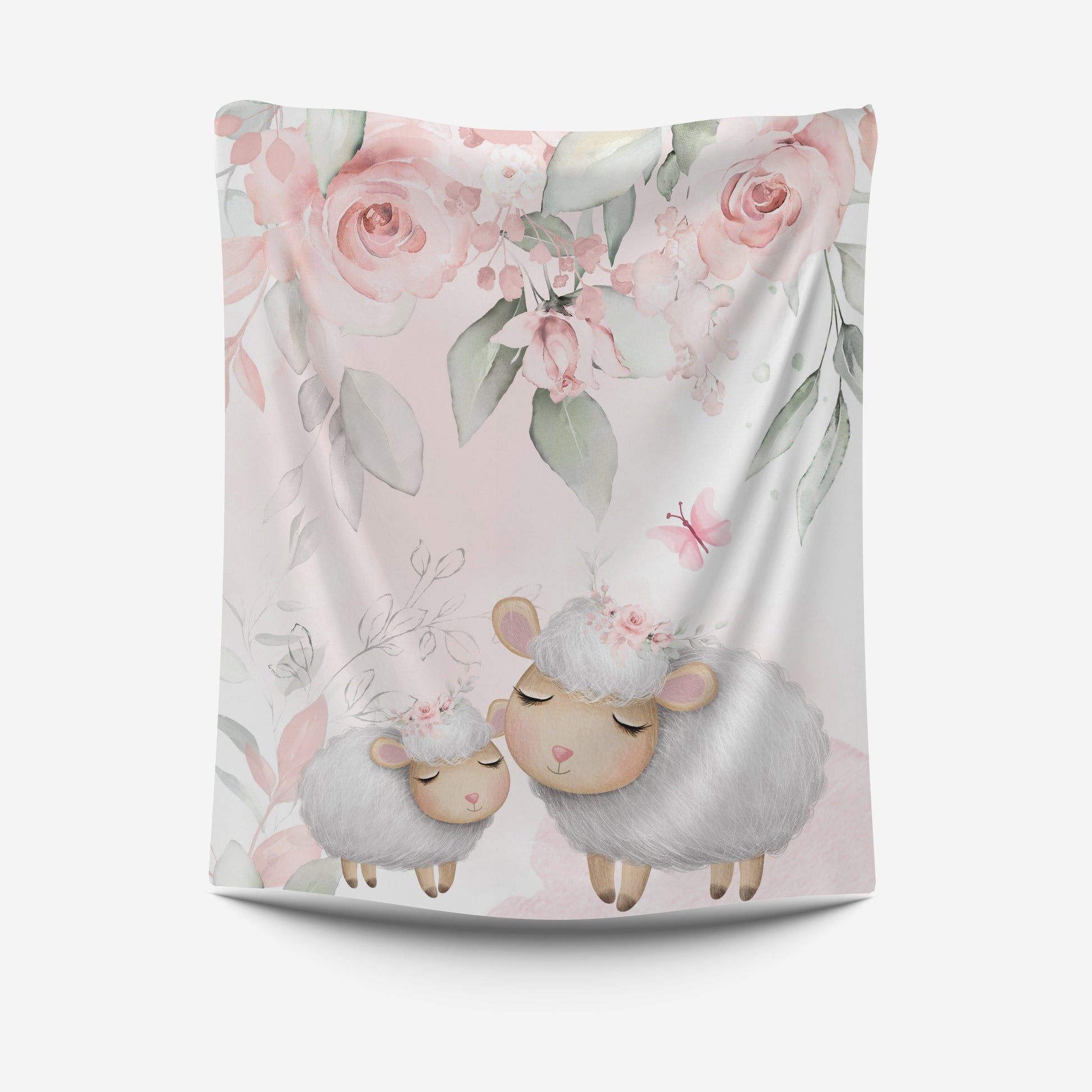 Pink Sleepy Sheep Fleece Blanket image 0
