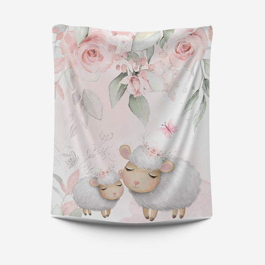 Pink Sleepy Sheep Fleece Blanket image 0