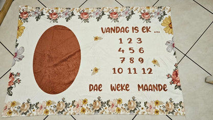 Vintage Boho Floral Milestone Blanket (Afrikaans)