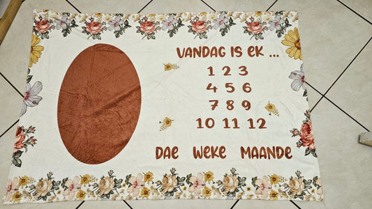 Vintage Boho Floral Milestone Blanket (Afrikaans)