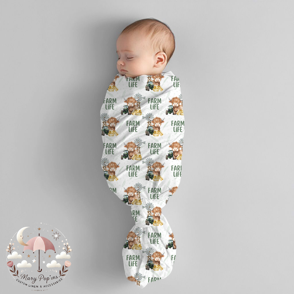 Highlands Cow Green Collection Swaddle Set image 1
