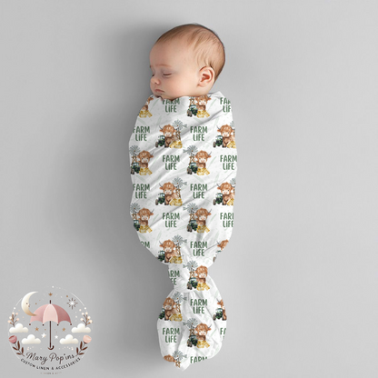 Highlands Cow Green Collection Swaddle Set image 1