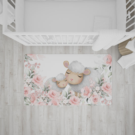 Pink Sleepy Sheep Nursery Carpet image 0