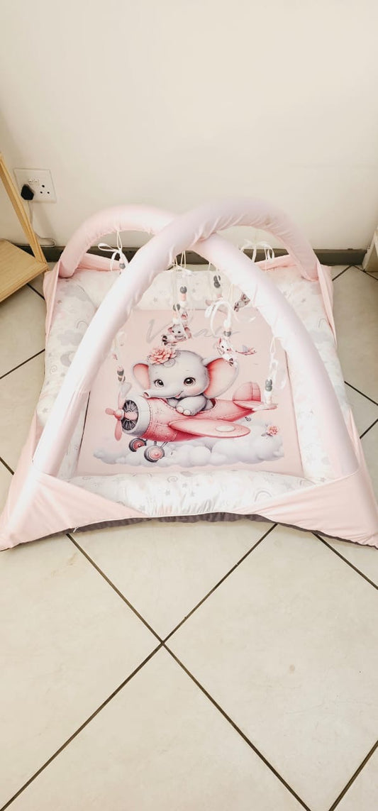 Pink Plane Elephant Playmat