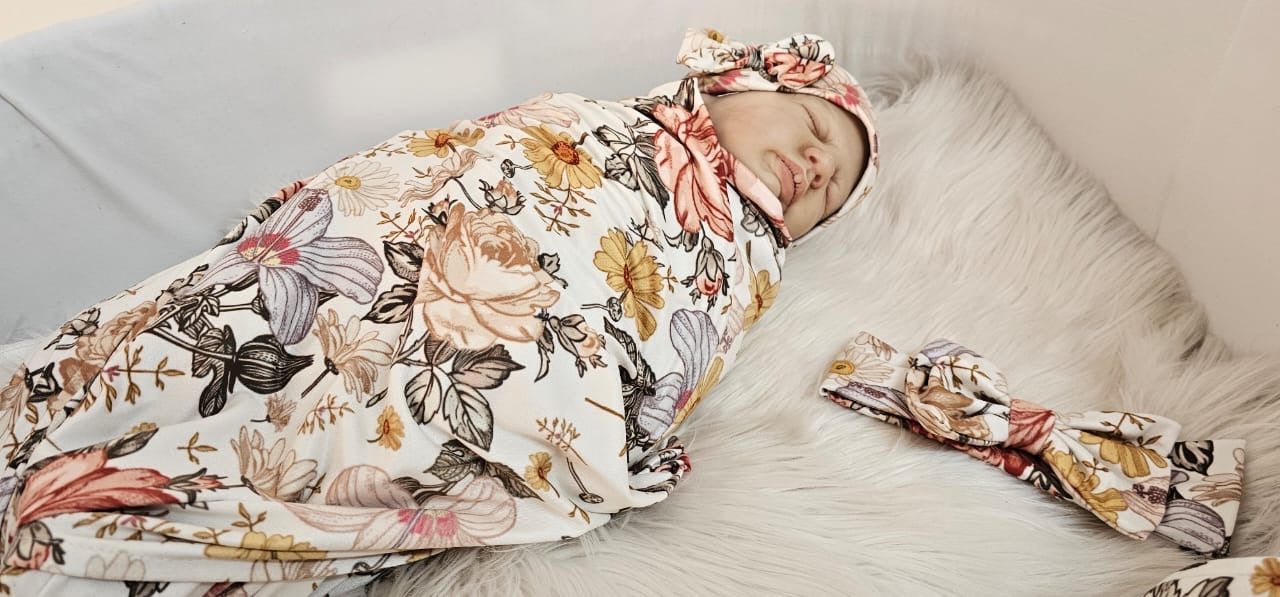 Vintage Floral Swaddle Set