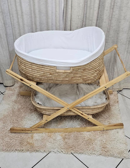 Rattan Moses Basket & Rocking Stand Set