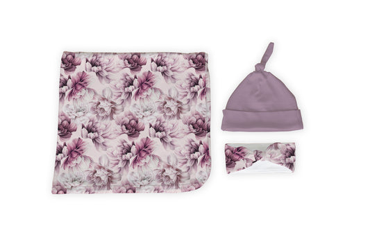 Mauve Peony Swaddle Set image 0