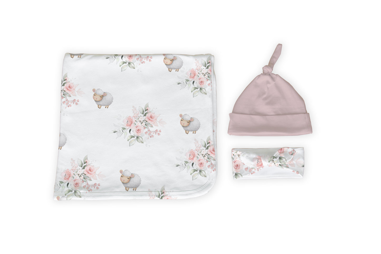Pink Sleepy Sheep Swaddle Set image 0
