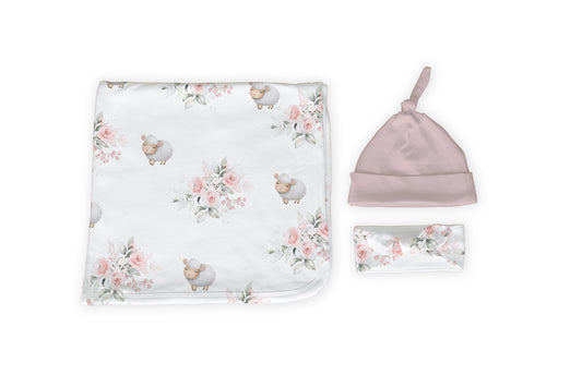 Pink Sleepy Sheep Swaddle Set image 0
