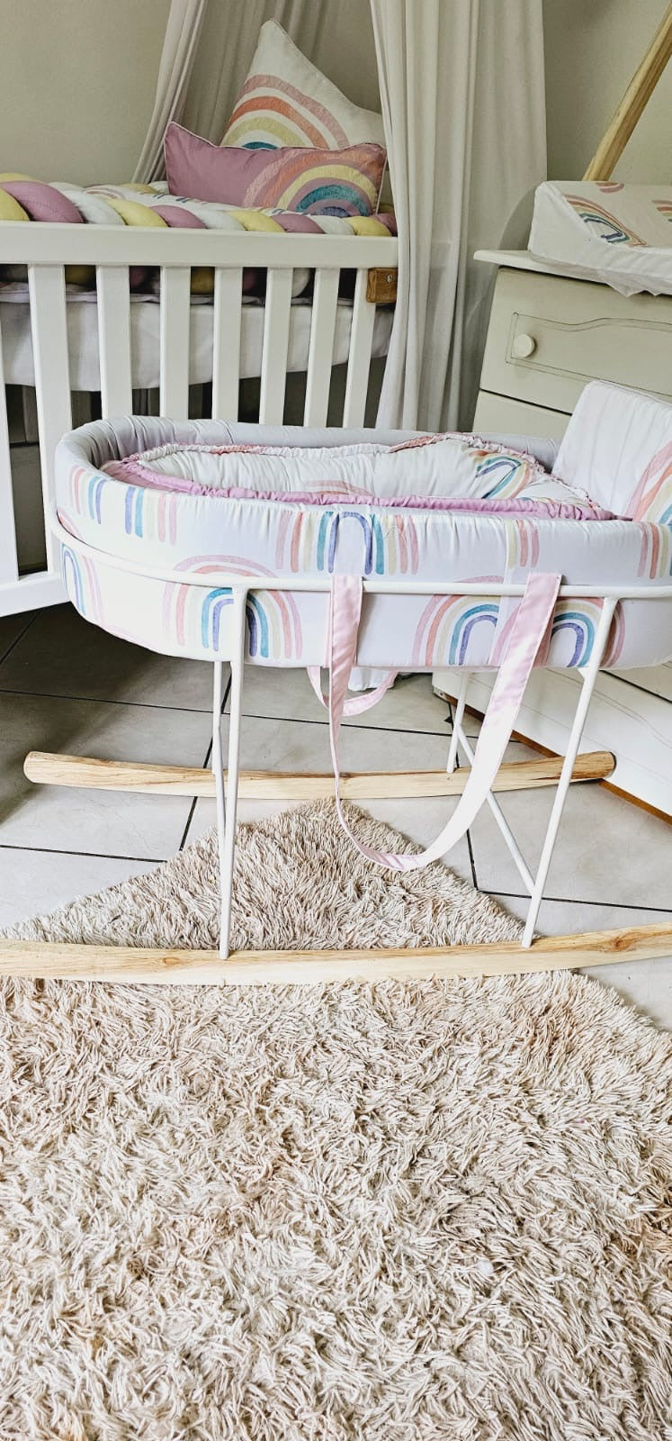 Pastel Boho Rainbow Carry Cot