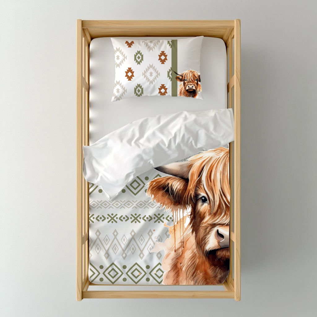 Boho Highlands Cow Cot Duvet Cover image 1