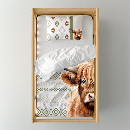 Boho Highlands Cow Cot Duvet Cover image 1
