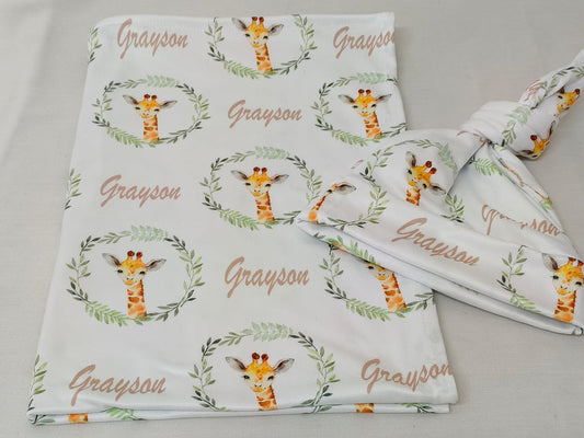 Leafy Green Giraffe Swaddle