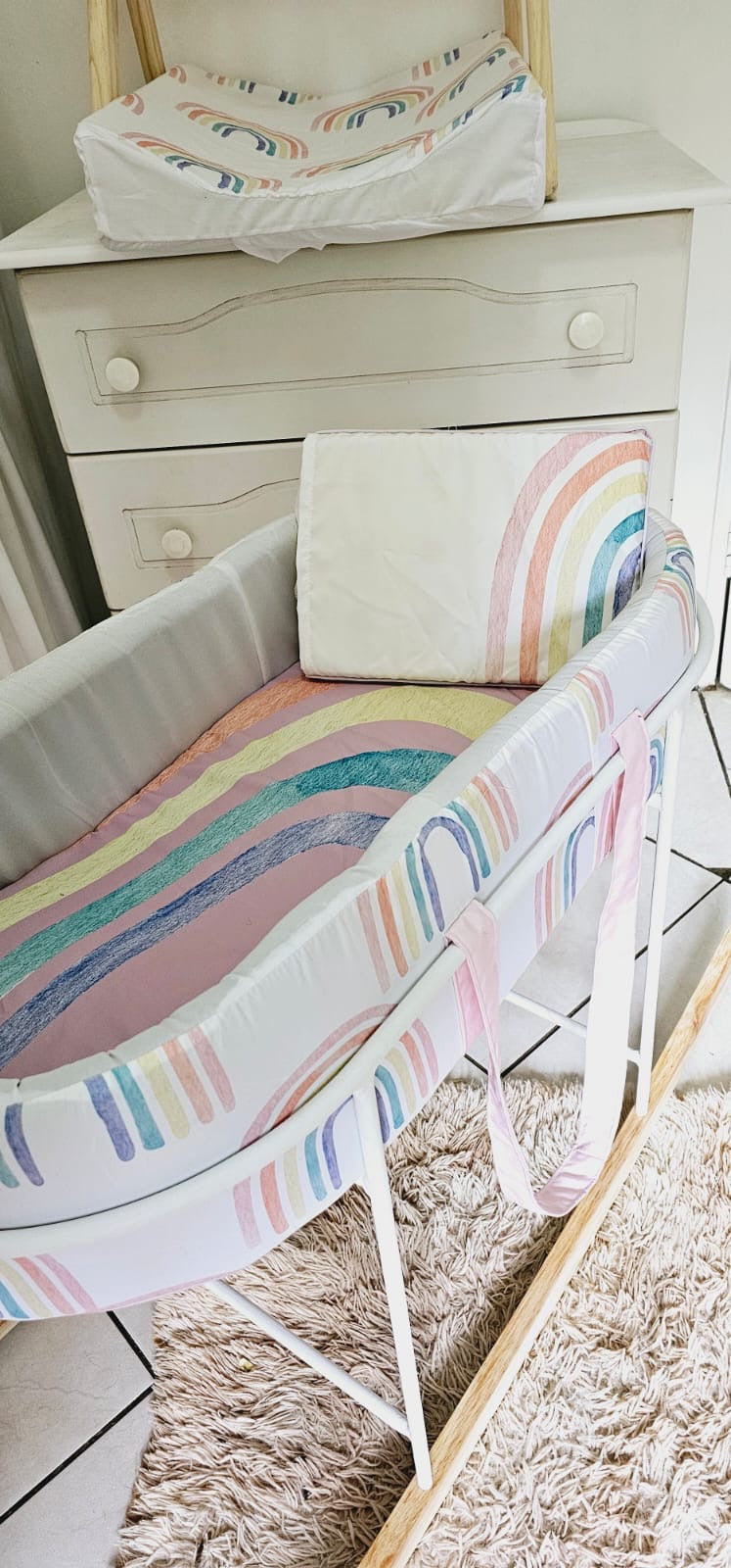 Pastel Boho Rainbow Carry Cot