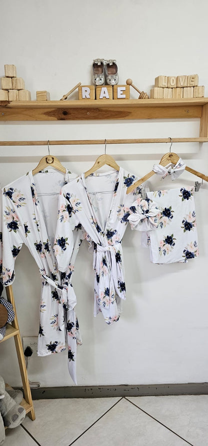Blush And Navy Floral Swaddle