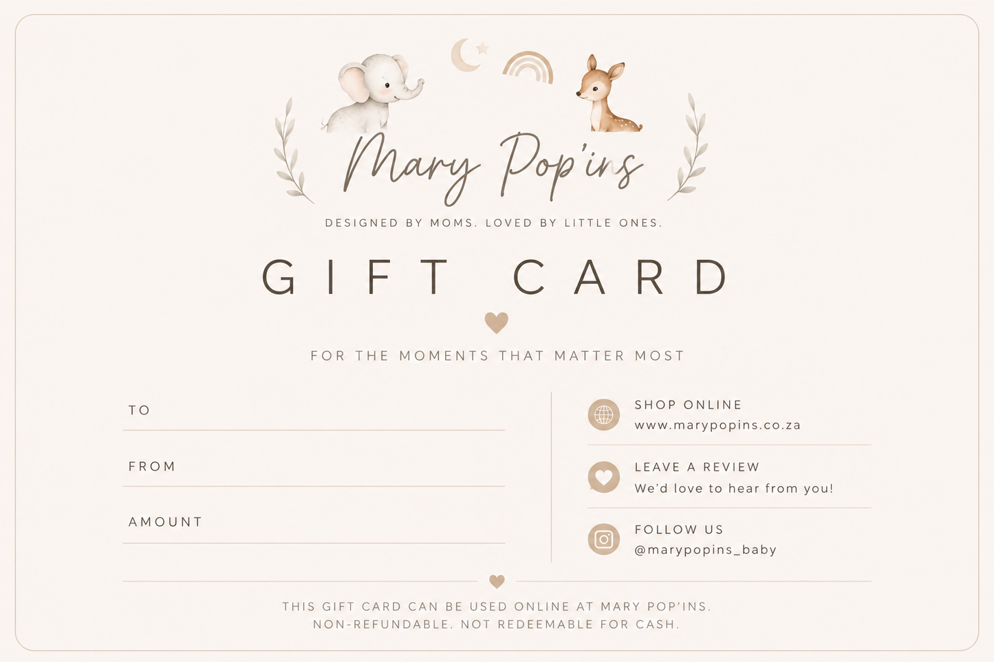 Mary Pop’ins Baby Gift Card