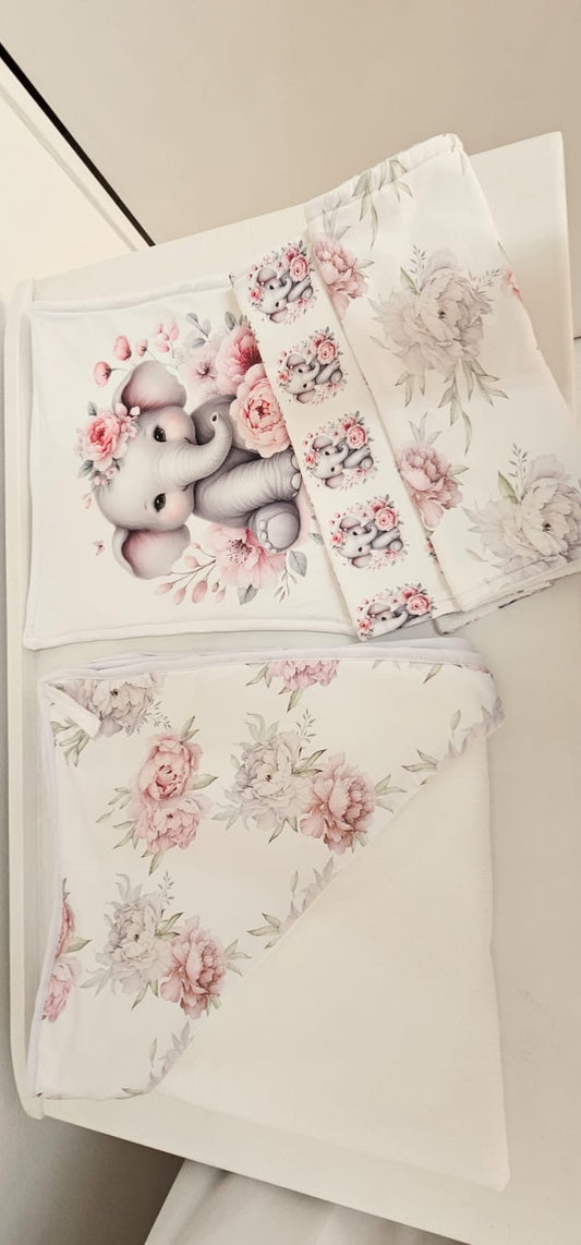 Pink Blossom Elephant Hooded Towels set