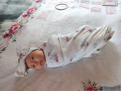 Mustard and Mauve Elephant Milestone Blanket