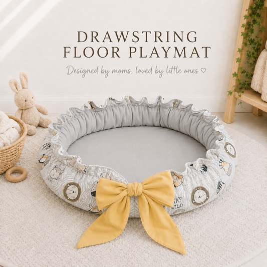 Drawstring floor playmat. tummy time mat , nest , custom linen , Mary Popins, Baby gift , baby shower