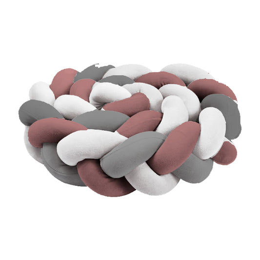 Blush , Grey and White Braided Cot Bumper image 0