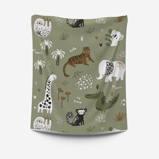 Jungle Boho Olive Fleece Blanket image 0