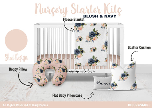 Blush and Navy Floral Nursery Starter Kit image 0