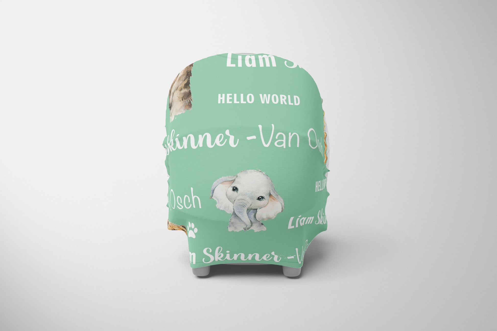 Personalised Pastel Jungle Safari Car Chair Cover image 0
