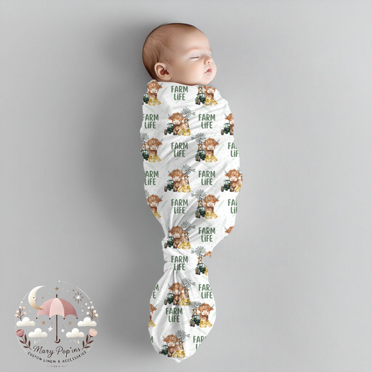 Highlands Cow Green Collection Swaddle Set image 0