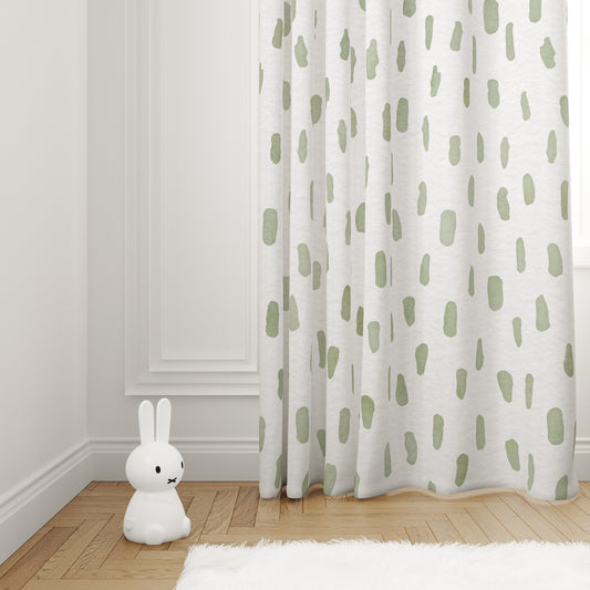 Smudge Dot Sage Curtains image 0